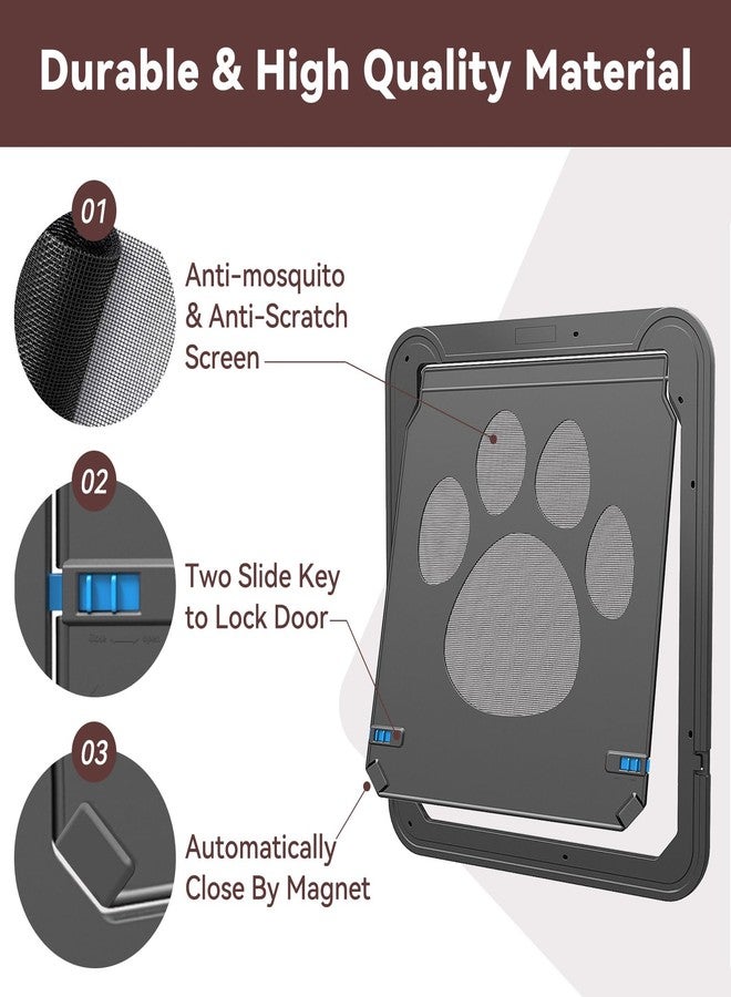 PETLESO Large Dog Door for Screen Door, Easy Install Lockable Pet Screen Door for Sliding Door, Doggy Screen Door, Gray, Inside size: 14''x12'' - Image 4